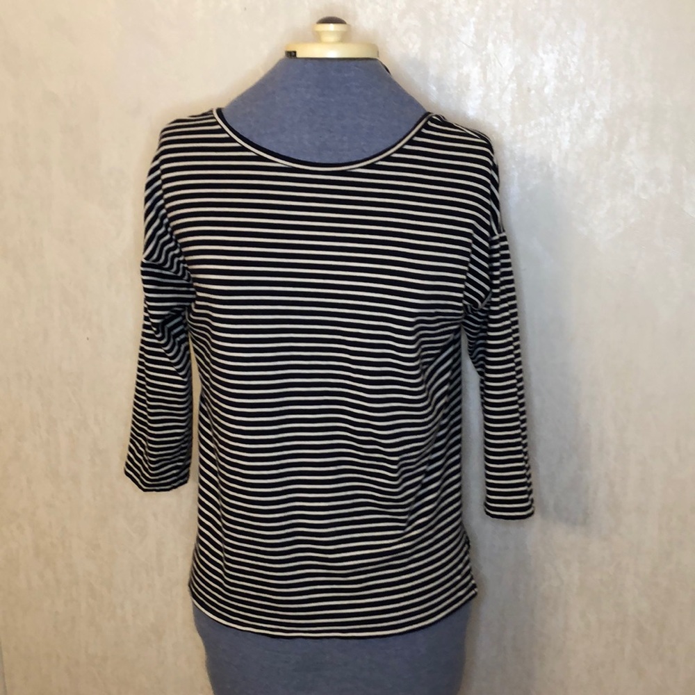 LOFT Ballet top Navy and white stripe